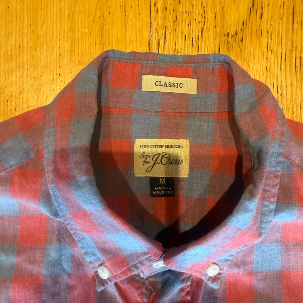 J. Crew Red and Blue Plaid Casual Button Down Shirt - Picture 2 of 6